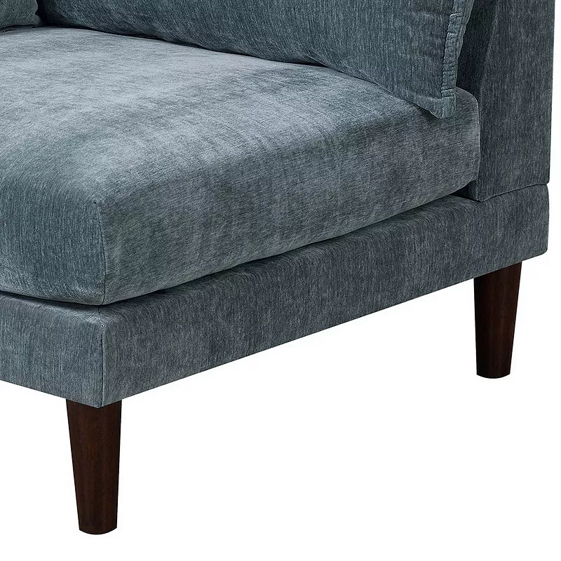 Rio 33 Inch Modular Single Arm Corner Chair， 2 Lumbar Cushions， Slate Blue