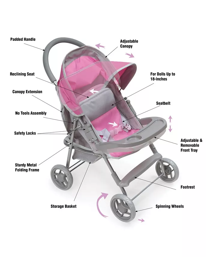 Badger Basket Glide Folding Single Doll Stroller