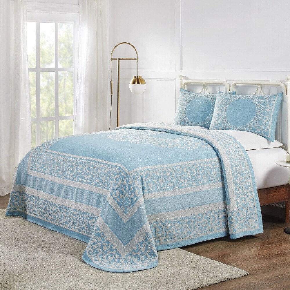 Mandala Jacquard Boho Coverlet Bedspread Set in King Size