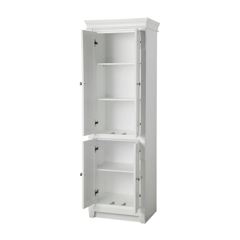 Home Decorators Collection Naples 24 in. W x 17 in. D x 74 in. H Bathroom Linen Cabinet in White NAWL2474