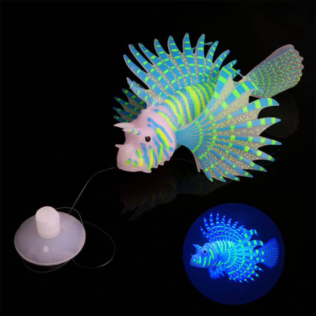 Luminous Artificial Lion Fish Silicone Glowing Fake Lionfish Aquarium Landscape Decoration Blue