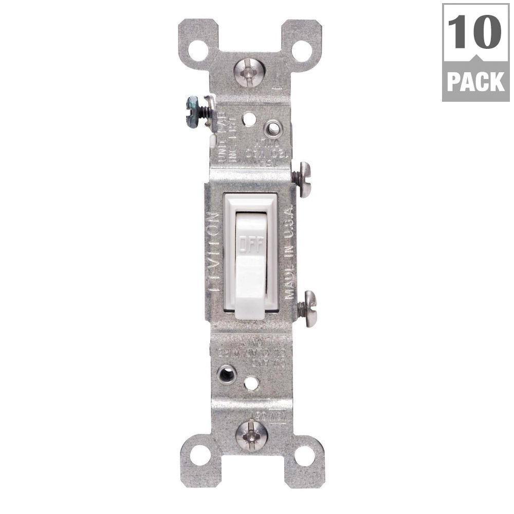 Leviton 15 Amp Single-Pole Switch White (10-Pack) M24-01451-2WM