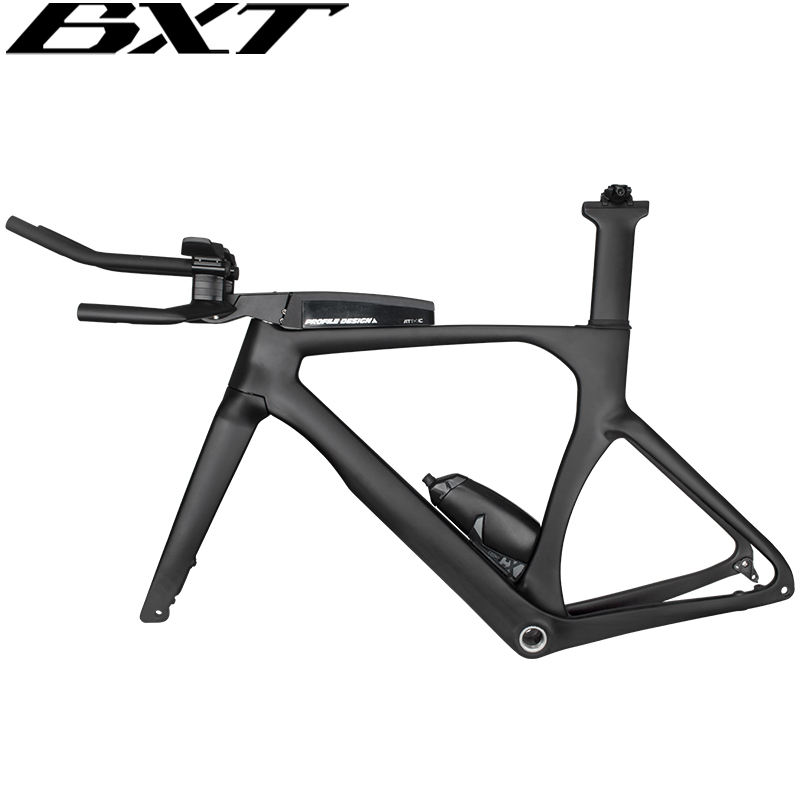 TT Bike Frame Carbon Time Trial Disc Brake Fixed Gear Bicycle Aero Shaping Time Trial TT Bike Frame 700C Complete Triathlon