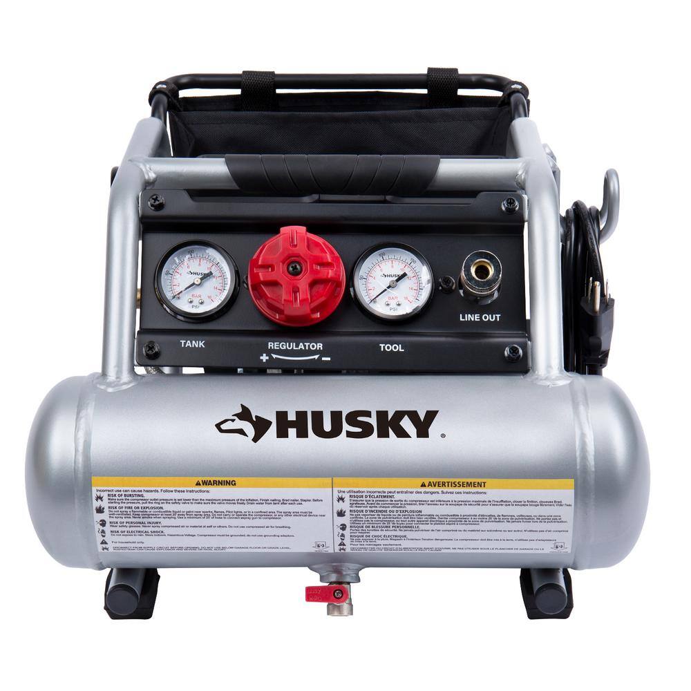 Husky 1 Gal. Portable Electric-Powered Silent Air Compressor 3300113