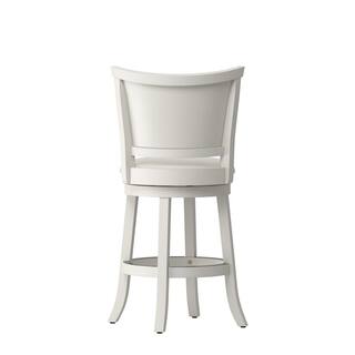 CORLIVING Woodgrove 25 in. Counter Height White Wood Swivel Bar Stools with White leatherette Seat and Backrest (Set of 2) DWG-114-B