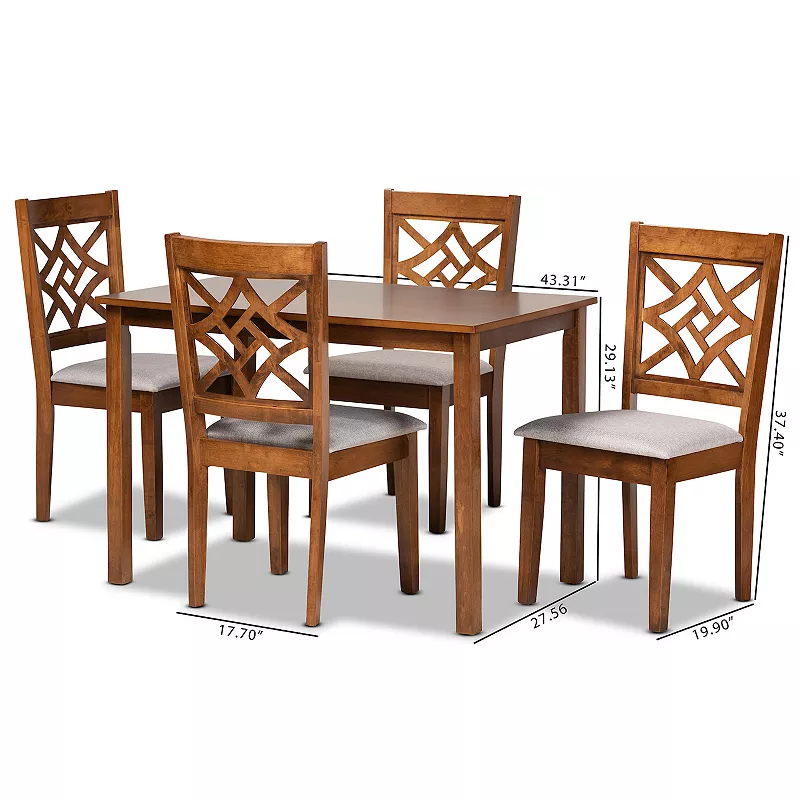 Baxton Studio Nicolette Dining Table and Chair 5-piece Set