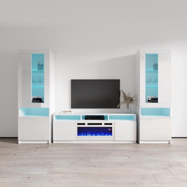 Reno WH05 Electric Fireplace Modern Wall Unit Entertainment Center