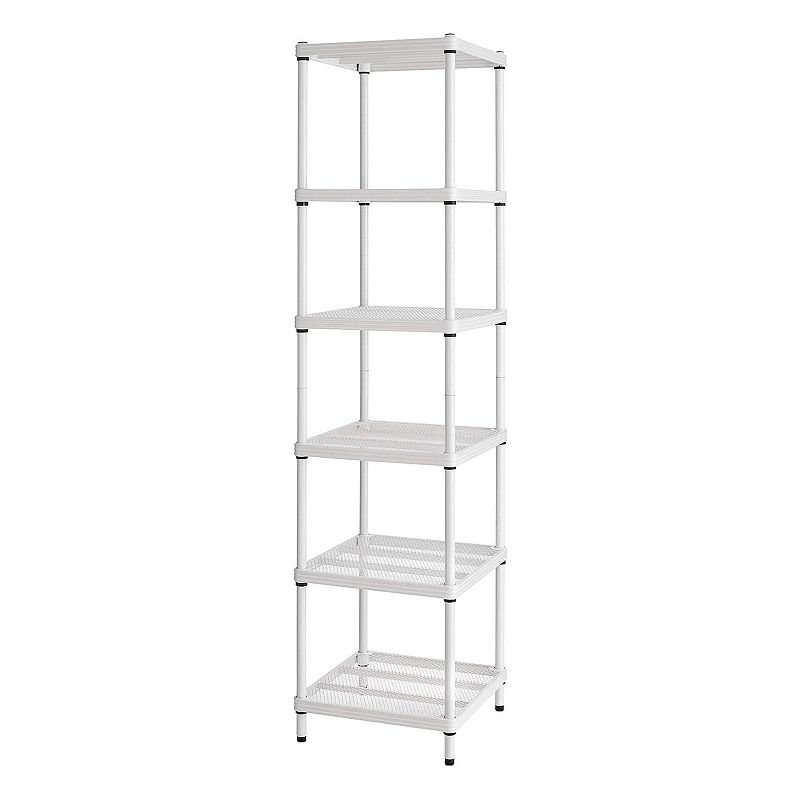 Design Ideas Meshworks 6 Tier Tower Metal Storage Shelving Unit Rack， White