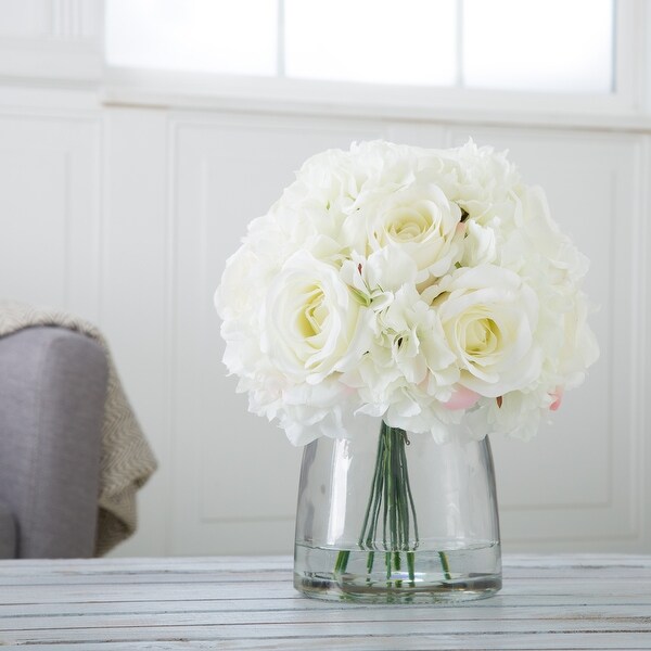 Pure Garden Floral Arrangement in Vase，Cream