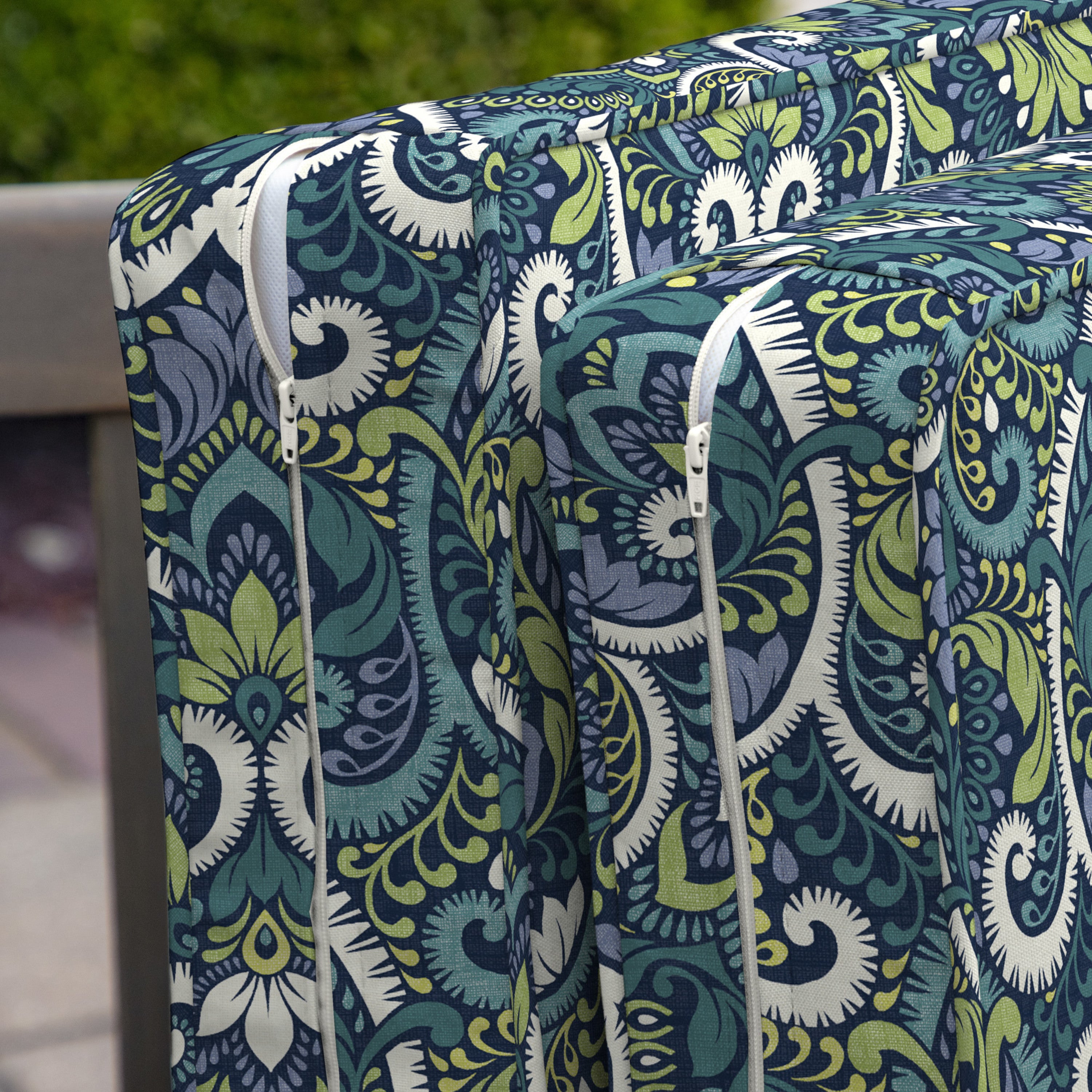 Arden Selections ProFoam Essentials Outdoor Deep Seating Cushion Set 24 x 24， Sapphire Aurora Blue Damask