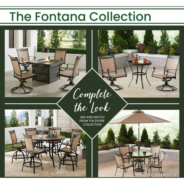 Hanover Fontana 7Piece HighDining Set with 6 CounterHeight Swivel Chairs and a 56in. CastTop Table