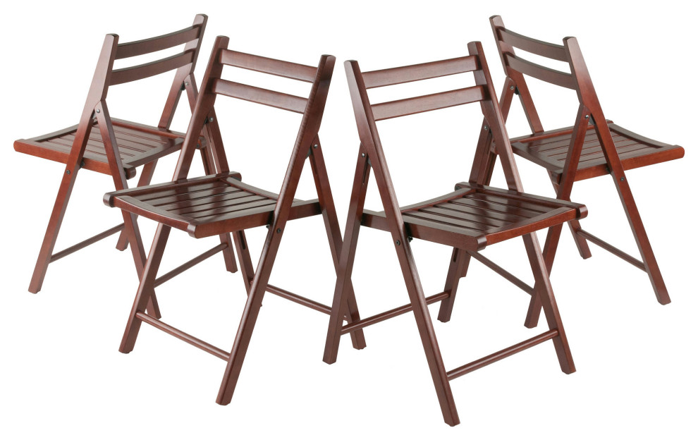 Robin 4 Pc Folding Chair Set  Walnut   Transitional   Folding Chairs And Stools   by Kolibri Decor  Houzz