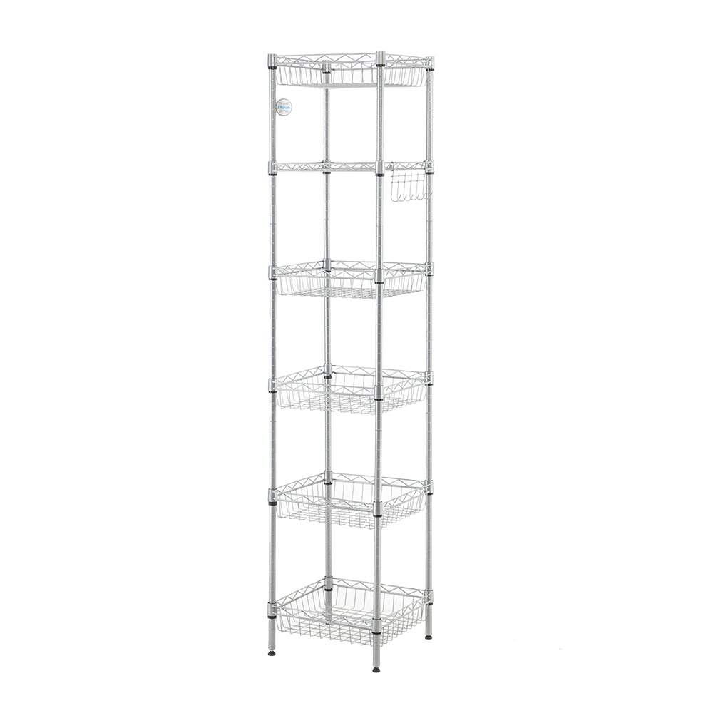 Ktaxon 6-Tier Wire Storage Shelves Unit with Side Hooks,13.39