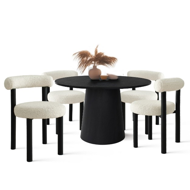 Manufactured Grain And 18 5 quot Wide 4 Round Seat Beige Boucle Chairs Modern Round Dining Table Set the Pop Maison