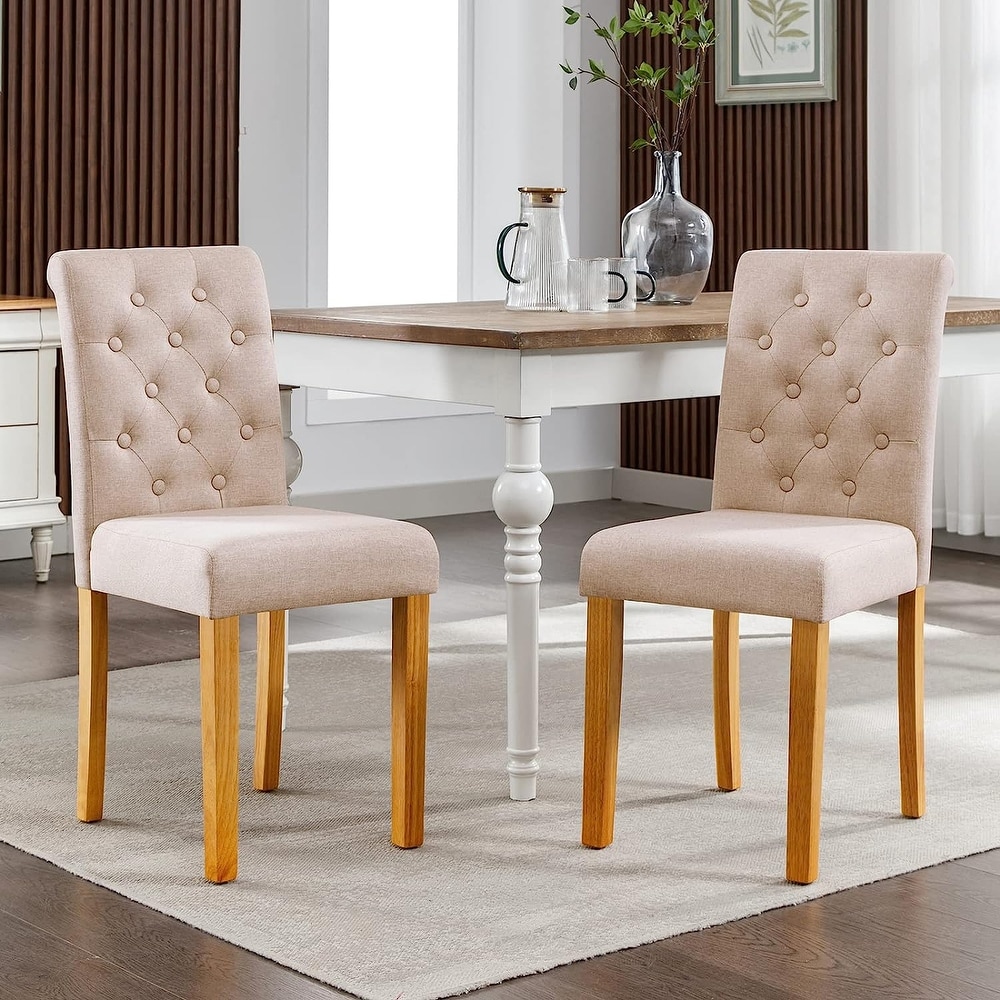 Mixoy Dining Chairs Upholstered Fabric Dining Room Chairs Tufted Back Chairs Chairs with Legs and Padded Seat for Kitchen