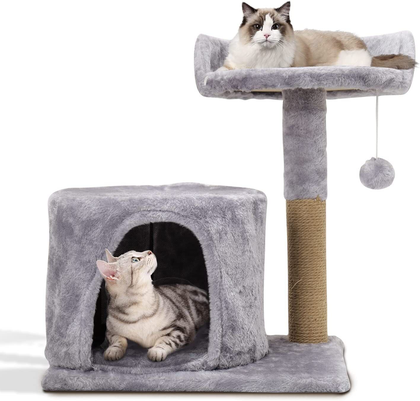 Cat Tree Tower with Plush， Cat Condo with Scratching Post for Small Cats L 20