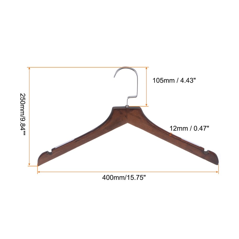 5pcs Non Slip Retro Wooden Clothes Coat Hangers with Soft Stripes