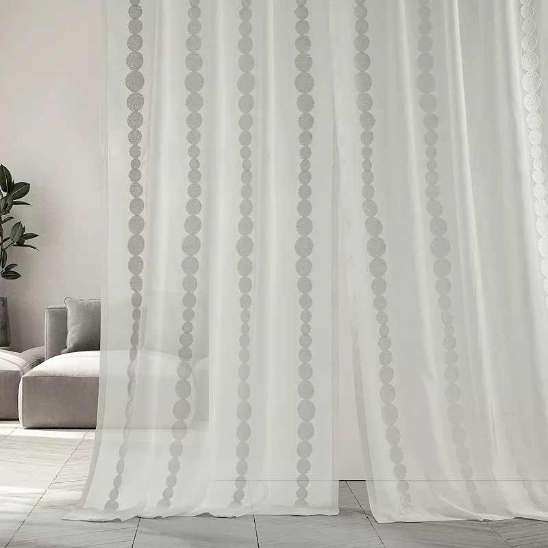 EFF 1-Panel Cleopatra Embroidered Sheer Window Curtain