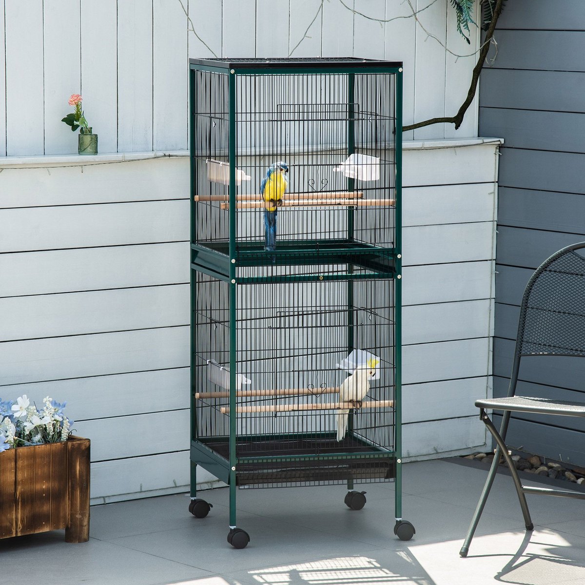 PawHut 55-in 2-in1 Aviary Bird Cage， Green