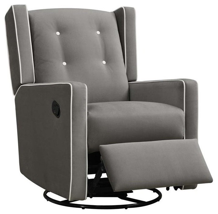 Baby Relax Mikayla Fabric Upholstered Swivel Gliding Recliner in Dark Gray   Transitional   Recliner Chairs   by Homesquare  Houzz