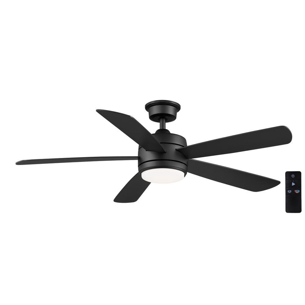 Hampton Bay Averly 52 in Integrated LED Matte Black Ceiling Fan with Light and Remote Control with Color Changing Technology