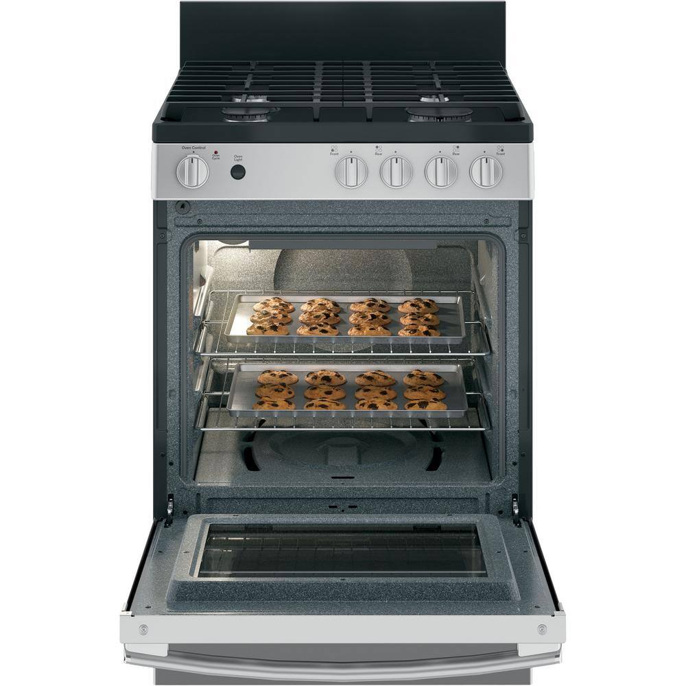 GE 24 in. 2.9 cu ft. Freestanding Gas Range in Stainless Steel JGAS640RMSS