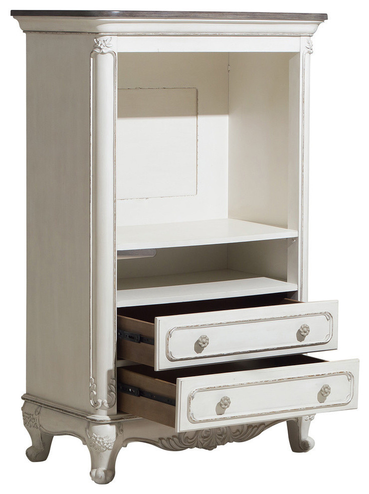 Averny Armoire  2 Tone Finish  Antique White  Gray   Traditional   Entertainment Centers And Tv Stands   by Lexicon Home  Houzz