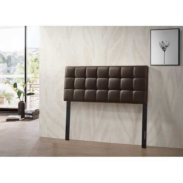 Varya Tufted Faux Leather Upholstered Panel Headboard (Brown/ Black) - - 32043380