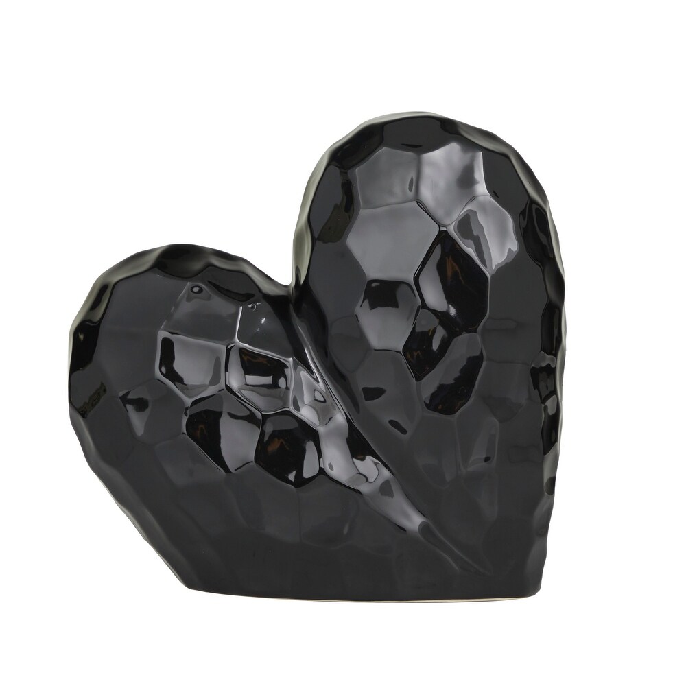 White  Black  Gold or Silver Porcelain Dimensional Angled Origami Inspired Heart Sculpture   12\