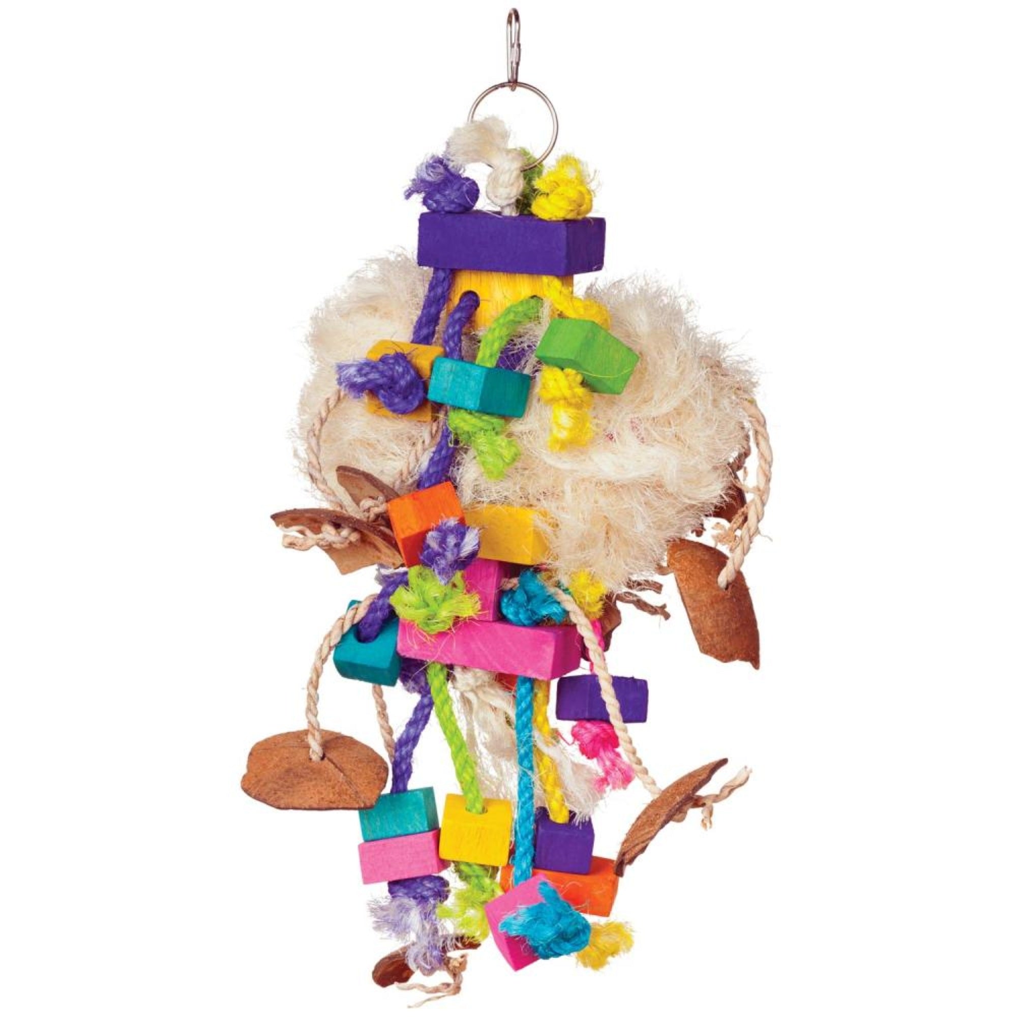 Prevue Pet Products Bodacious Bites Tough Puff Bird Toy with Wood and Leather