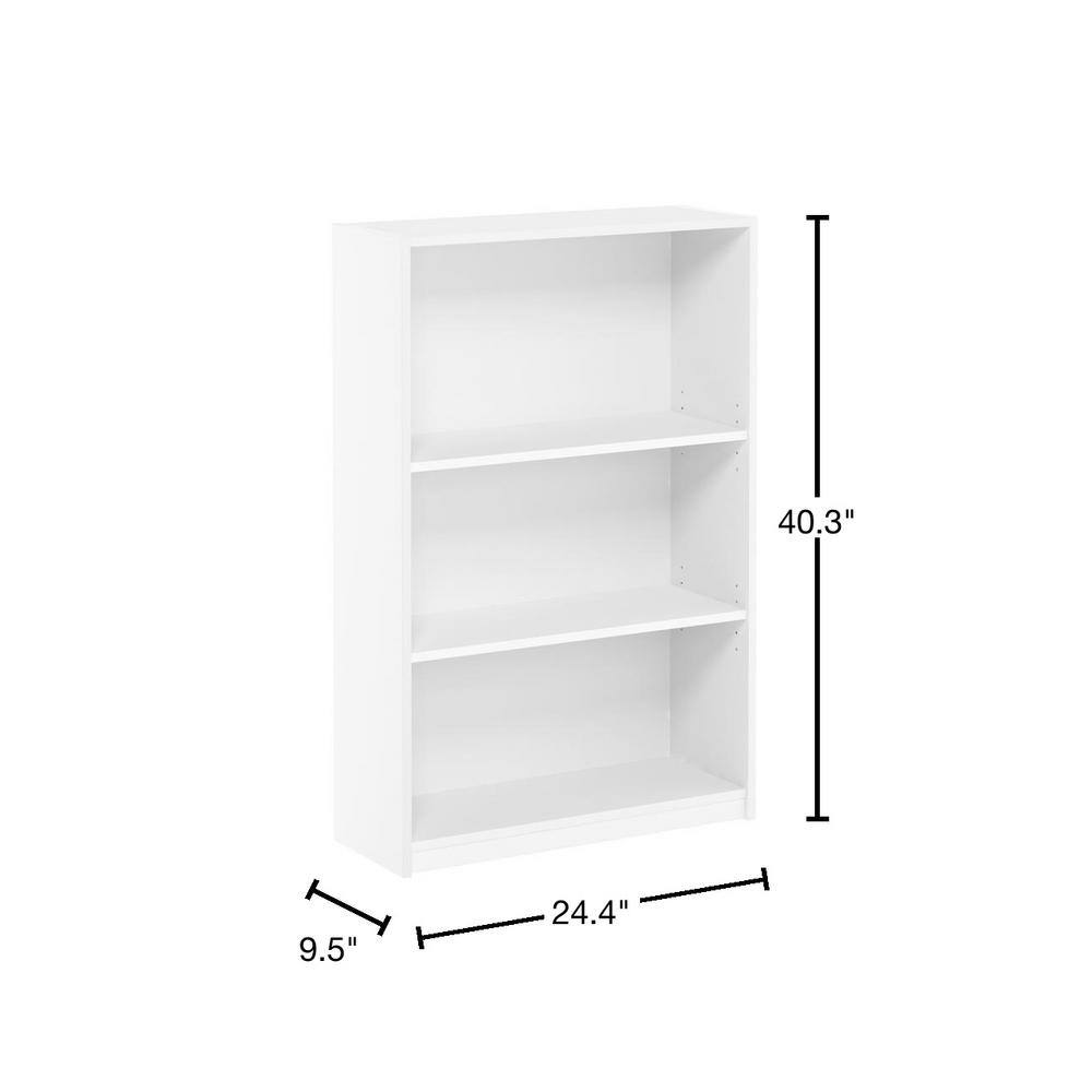 Furinno 40.3 in. White Wood 3-shelf Standard Bookcase with Adjustable Shelves 14151R1WH