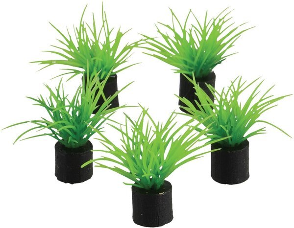 Underwater Treasures Mini Plant Grass Fish Ornament， 1.5-in， 5 count