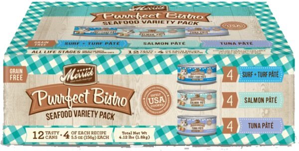 Merrick Purrfect Bistro Seafood Grain-Free Variety Pack Canned Cat Food