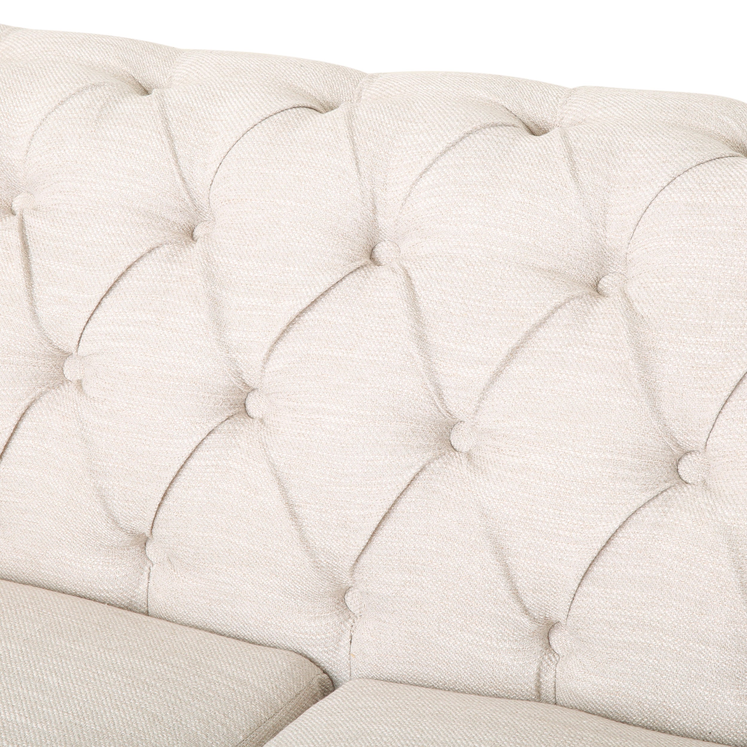 Kinzie Chesterfield Tufted Fabric 3 Seater Sofa with Nailhead Trim