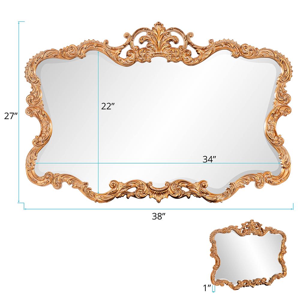 Tyler Dillon 27 x38 Rectangular Polyurethane Ornate Mirror， Gold Leaf