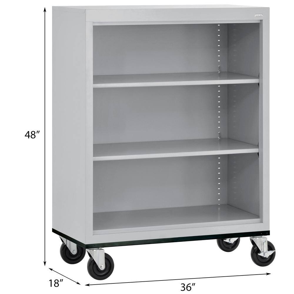 Sandusky Metal 3-Shelf Cart Bookcase with Adjustable Shelves in Dove Gray (42 in.) BM20361842-05