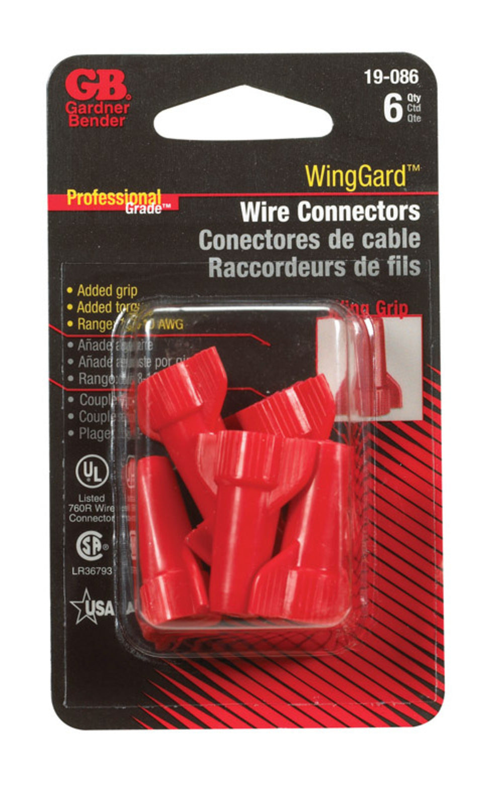 WINGGARD CNNCTR RED 6PK