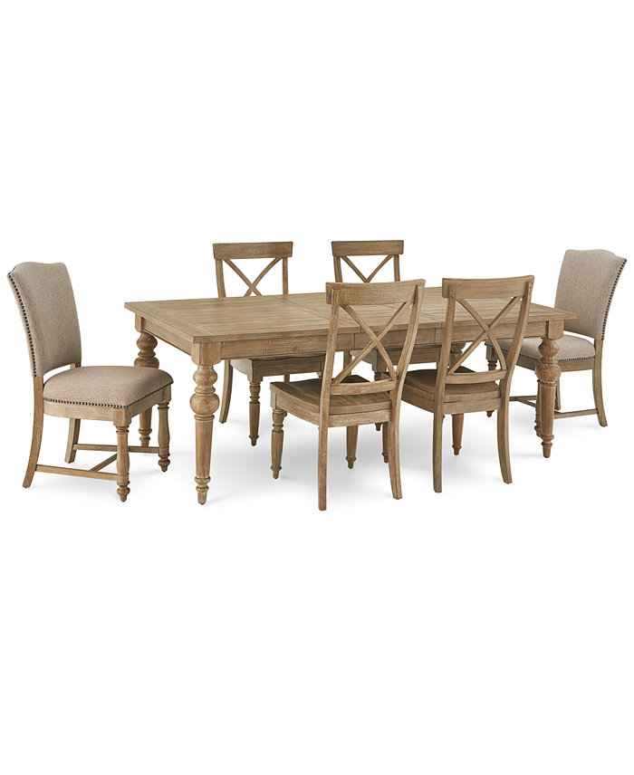 Furniture Sonora 7-pc. Dining Set (Rectangular Expandable Table + 4 X Back Side Chairs + 2 Upholstered Side Chairs)