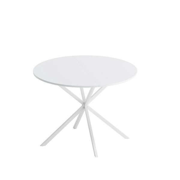 42.13'' Modern Cross Leg Round Dining Table for 2 People，Kitchen Bar Table with 2Piece Removable Top