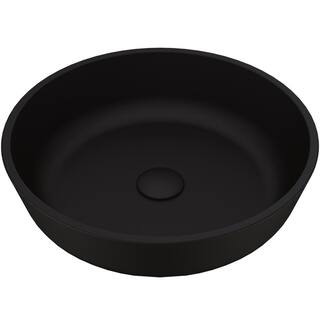 VIGO Modern Modus Black Matte Shell Glass 17 in. L x 17 in. W x 4 in. H Round Vessel Bathroom Sink VG07113