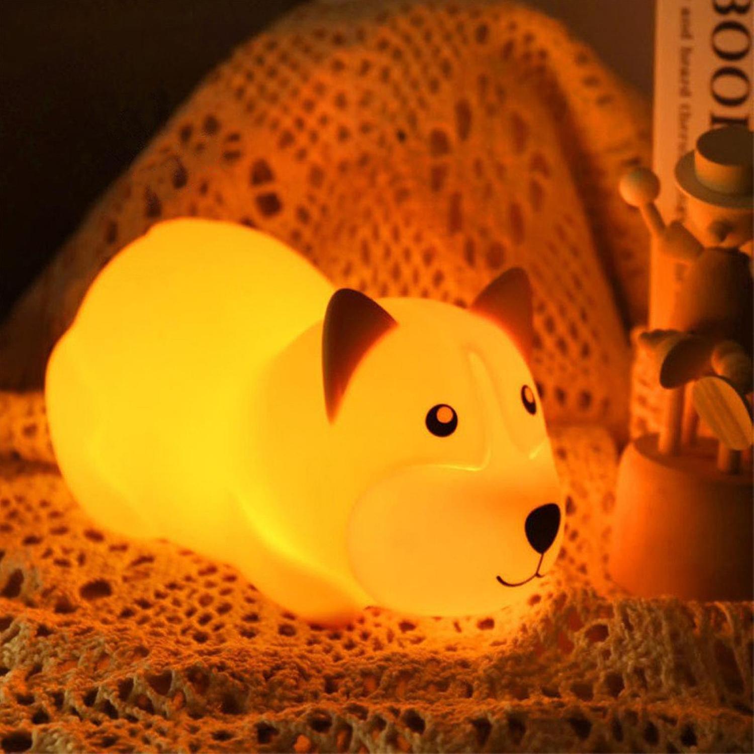 Cartoon Cocky Dog Nightlight Soft Light Silicone 3-gear Dimmable