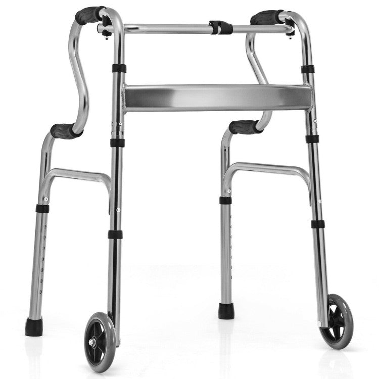 Best 2023 Heavy-Duty Adjustable Folding Walker W/ Wheels and Armrests