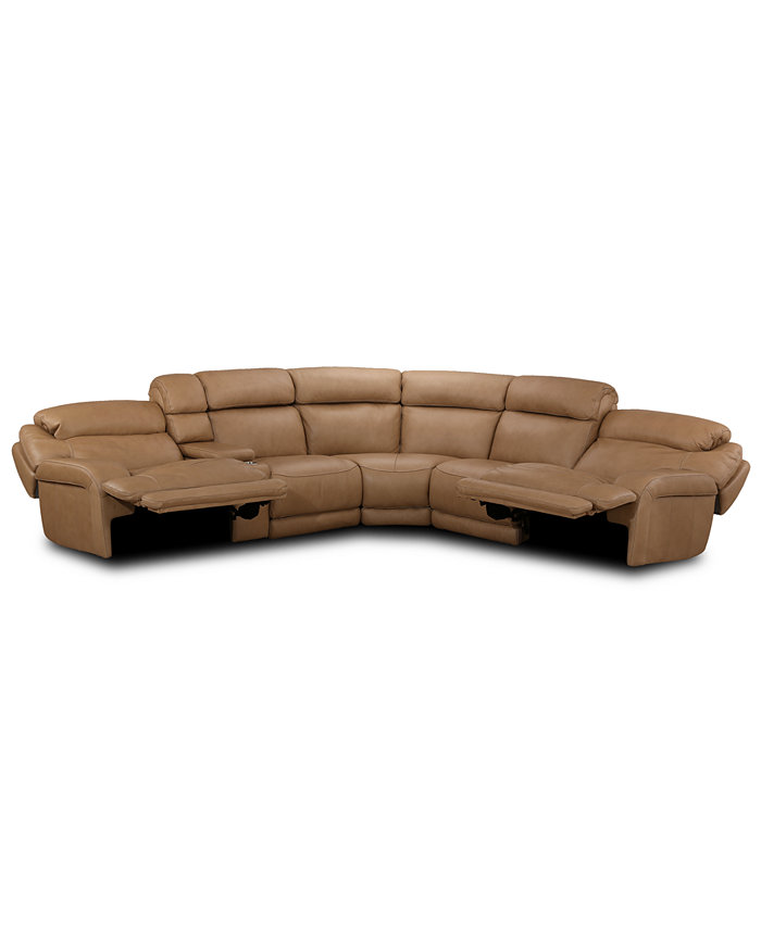 Furniture CLOSEOUT! Daventry 6-Pc. Leather Sectional Sofa With 2 Power Recliners Power Headrests Console And USB Power Outlet