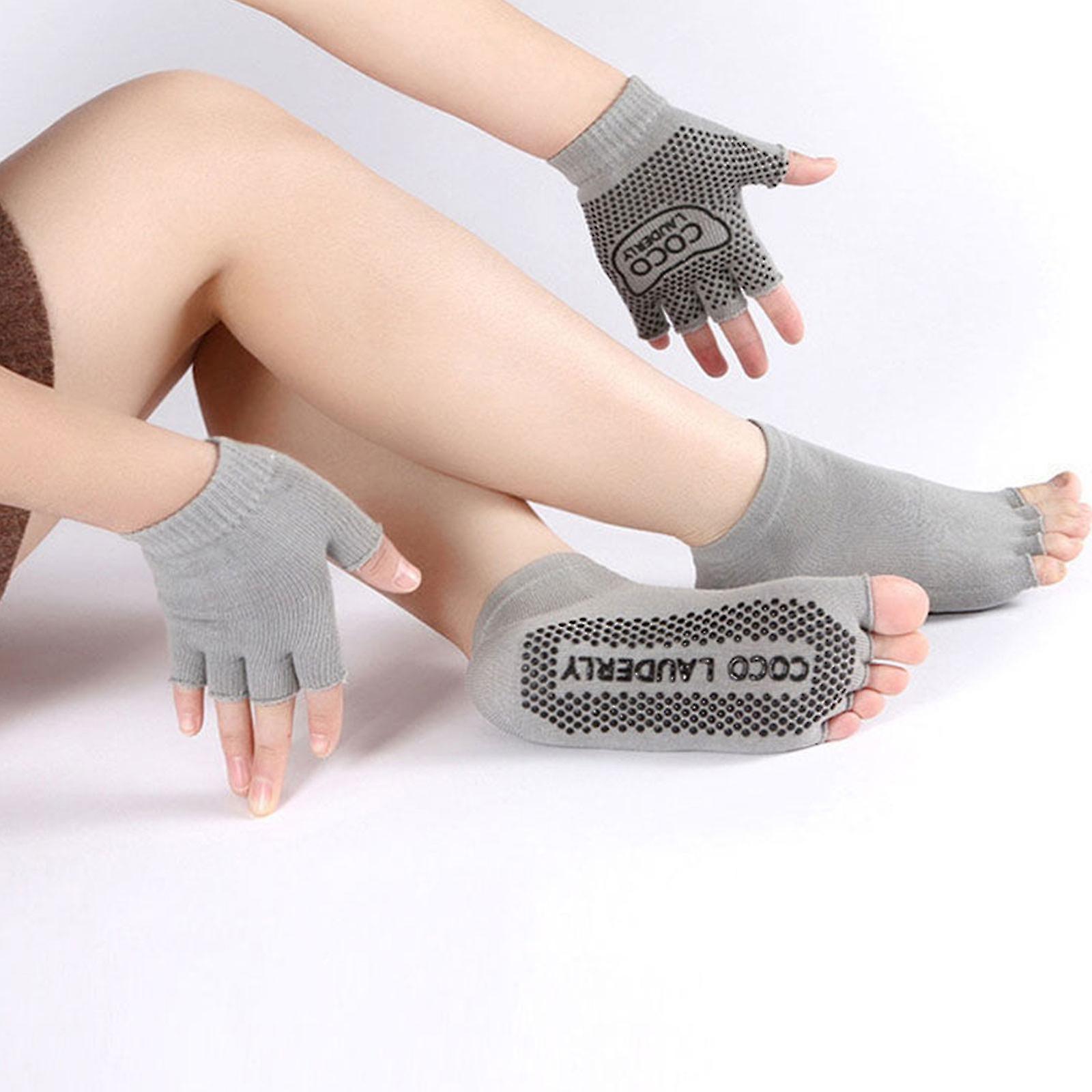 Women Non Slip Socks Gloves Set Silicone Anti Slip Fitness Yoga Accessories