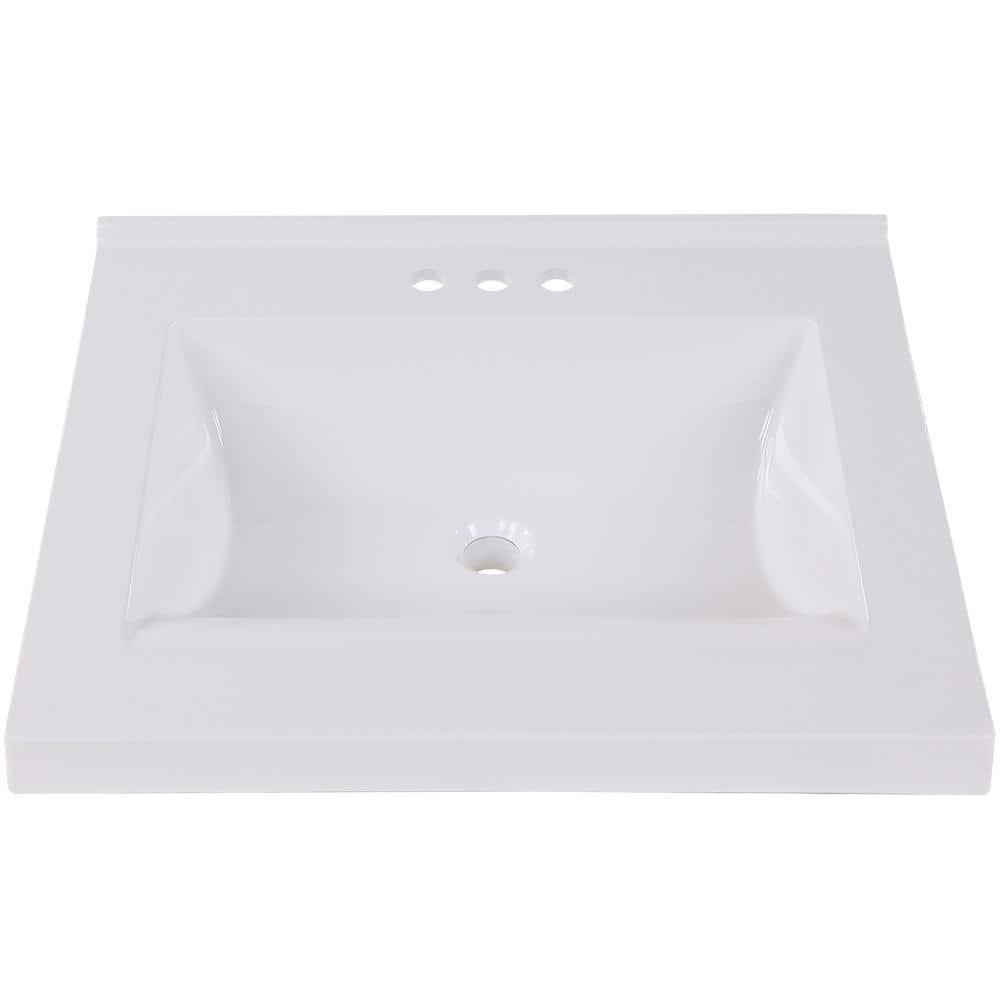 Home Decorators Collection 25 in W x 22 in D Cultured Marble Vanity Top in White with Integrated Sink