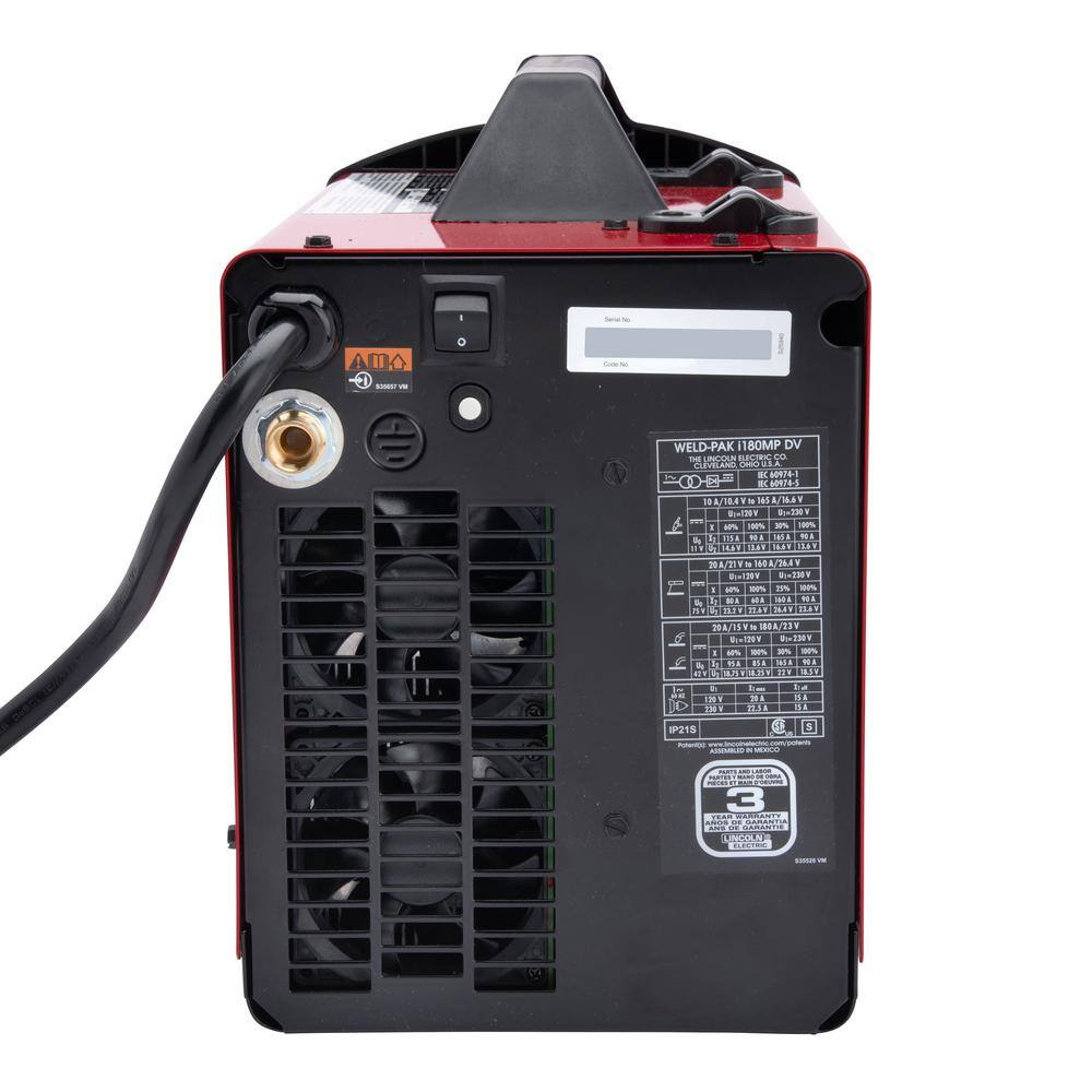 Lincoln Electric 180 Amp Weld-Pak 180i Multi-Process StickMIGFlux-CoreTIG 120V or 230V Aluminum Welder with Spool Gun sold separately K5257-1