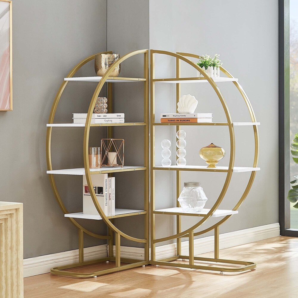 4 Tiers Home Office Open Bookshelf Round Shape