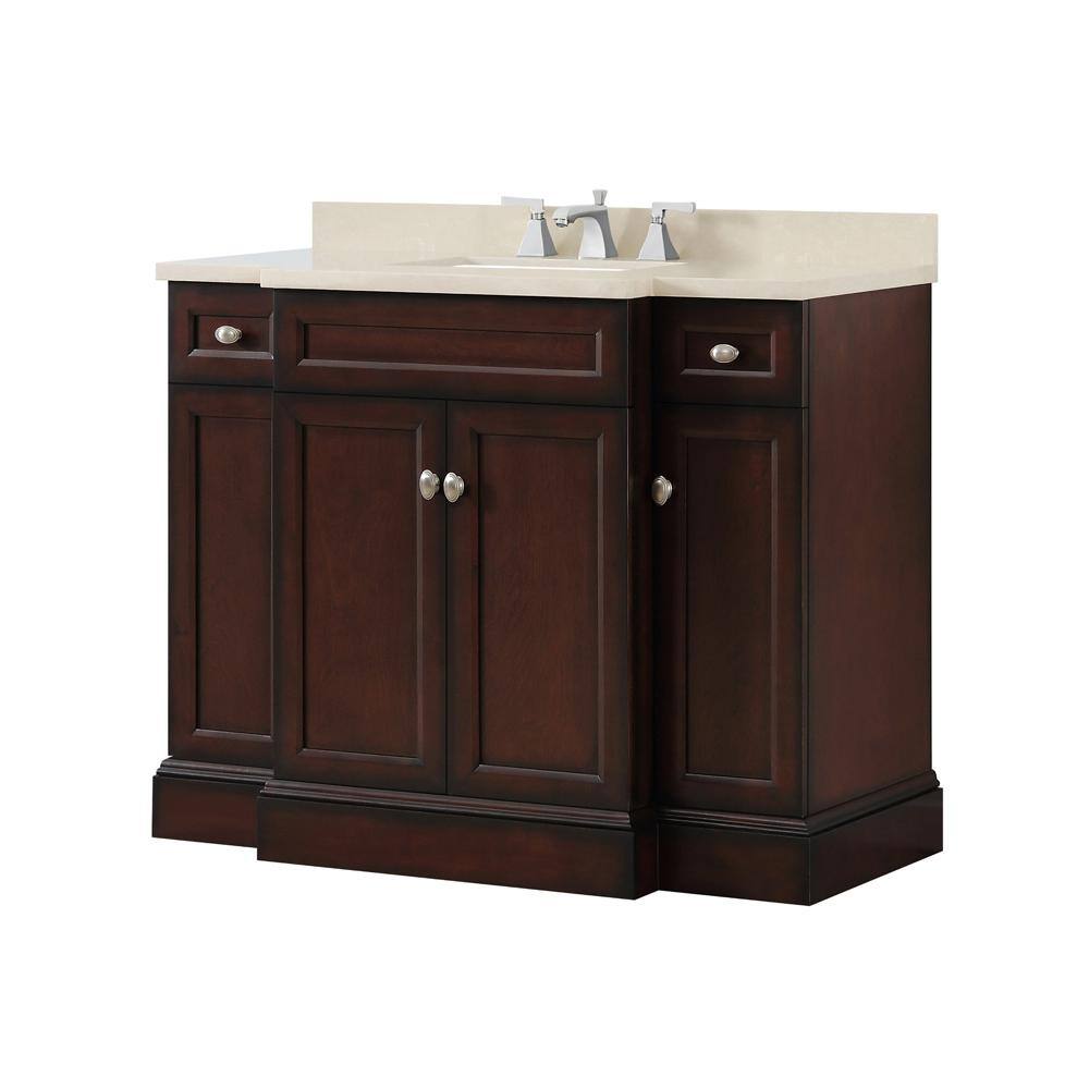 Home Decorators Collection Teagen 42in. W x 22in. D x 35in. H Bath Vanity in Dark Espresso w Cultured Stone Vanity Top in Beige w White Basin Teagen 42EB