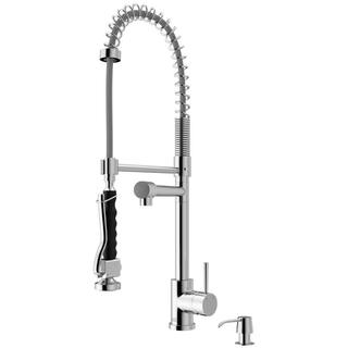 VIGO Zurich Single Handle Pull-Down Sprayer Kitchen Faucet Set with Soap Dispenser in Chrome VG02007CHK2