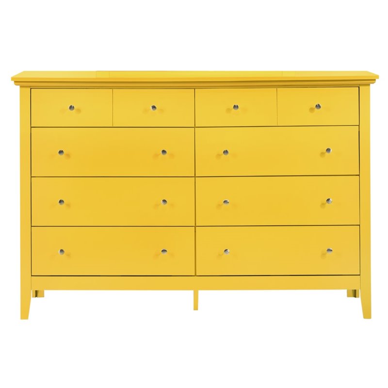 Home Square 2-Piece Set with 8-Drawer Dresser and 5-Drawer Chest in Yellow